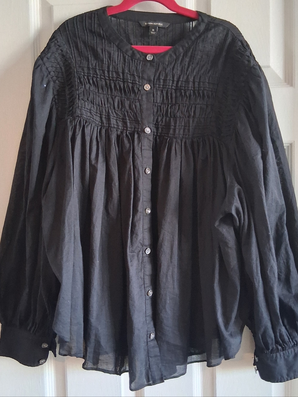 Banana Republic Pintuck Swing Blouse Peasant Bohemian Cotton MEDIUM Like New